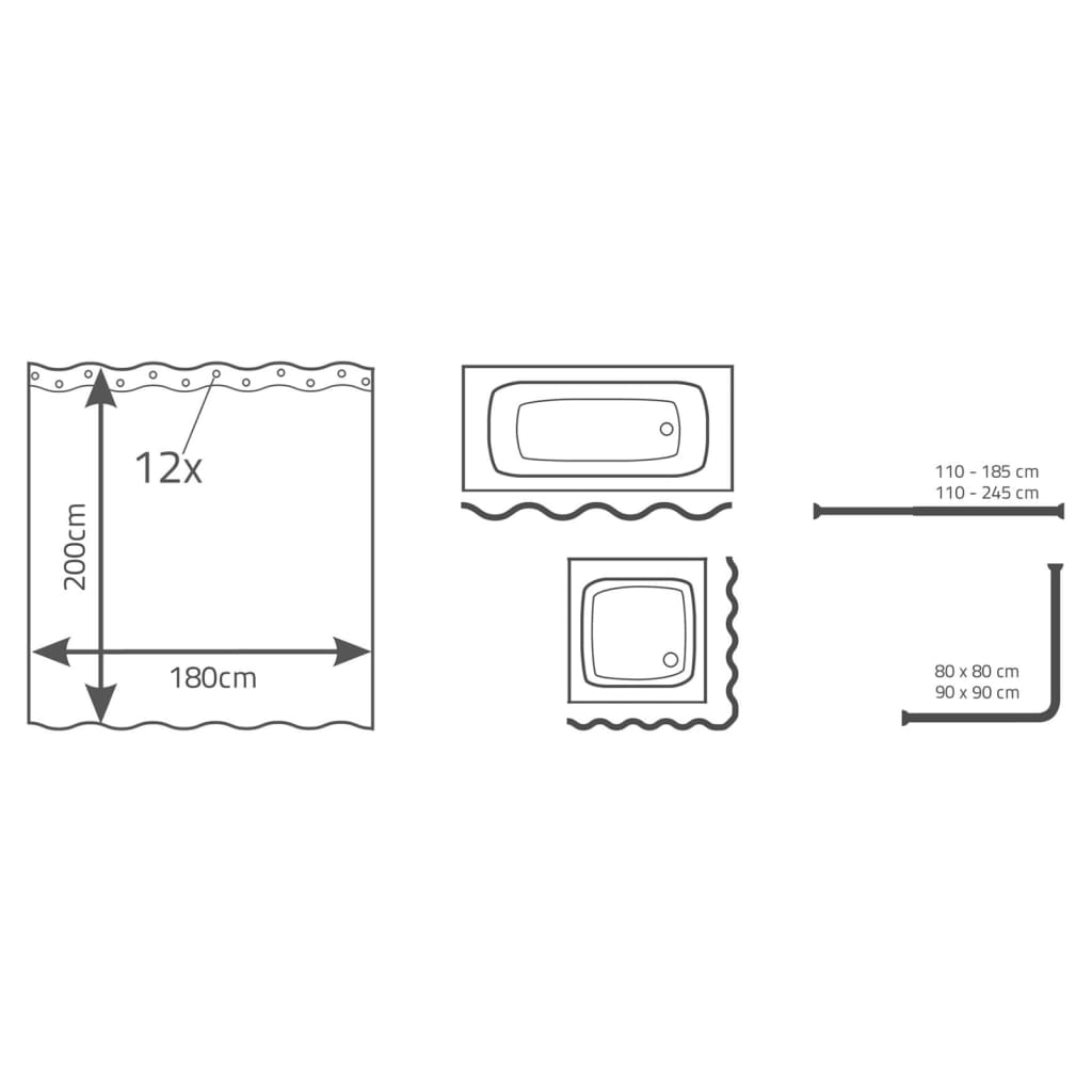 RIDDER Tenda da Doccia Oriental 180x200 cm