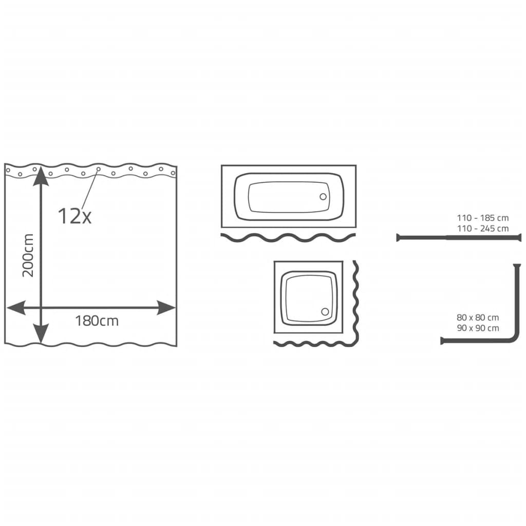 RIDDER Tenda da Doccia Zebra 180x200 cm