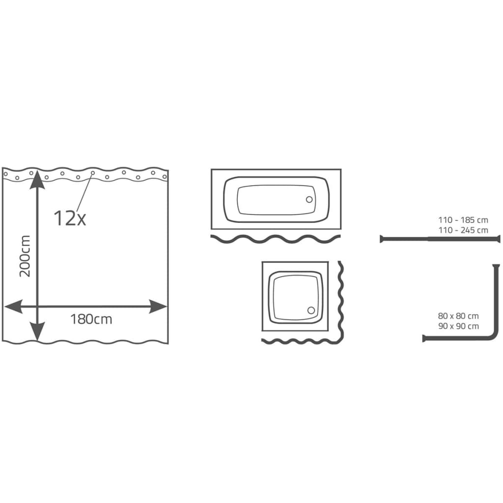 RIDDER Tenda da Doccia Bambus 180x200 cm