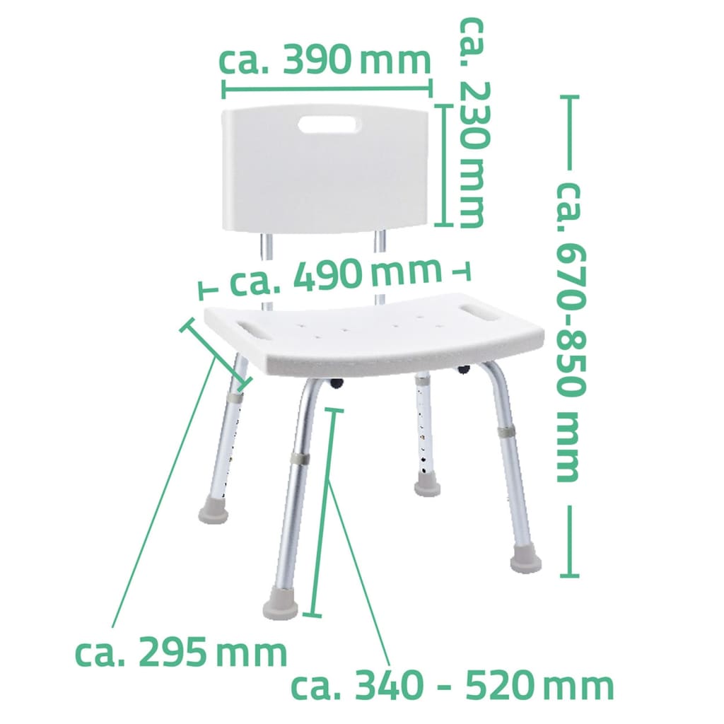 RIDDER Sedia per Bagno Bianca 150 kg A00602101