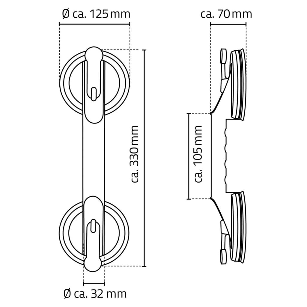 RIDDER Maniglione di Sicurezza a Ventosa 12-5 cm 100 kg A0150201