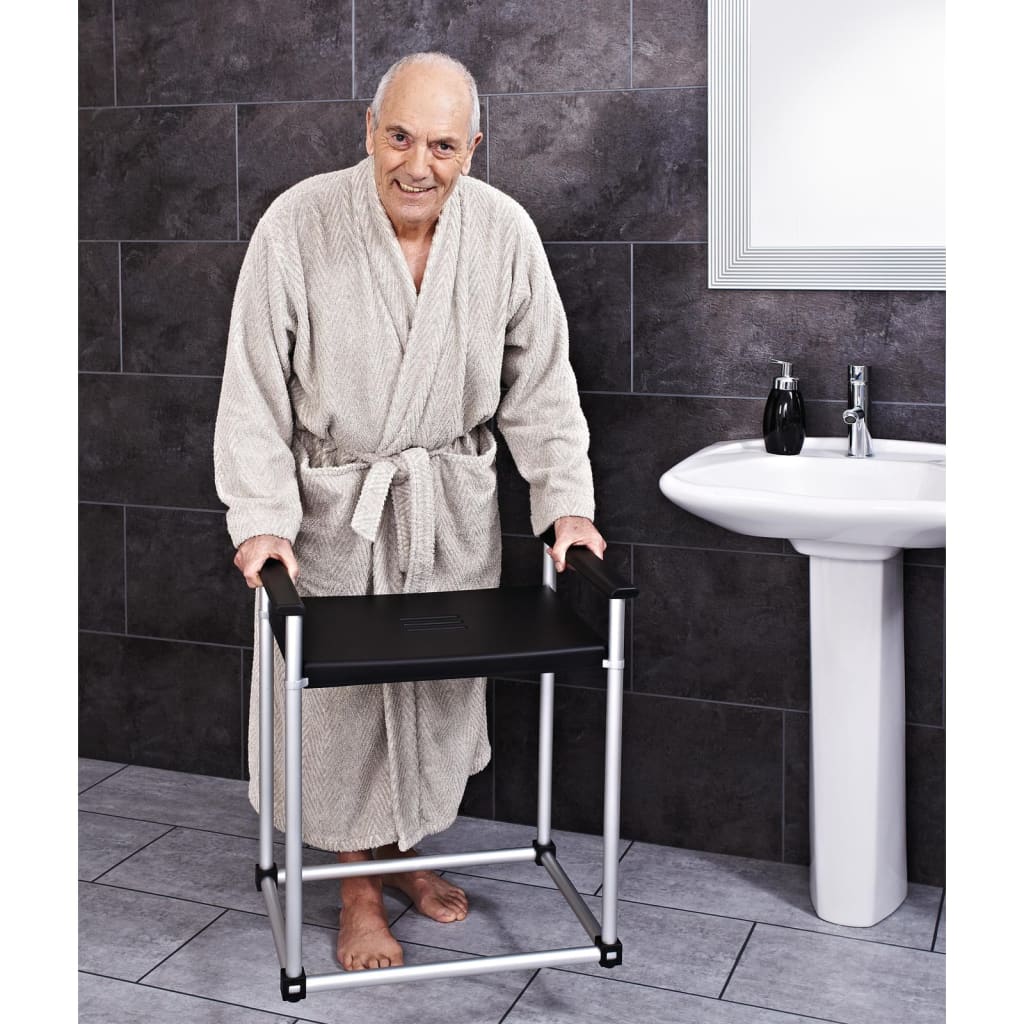 RIDDER Sgabello da Bagno Zac XXL Nero in PU/Alluminio