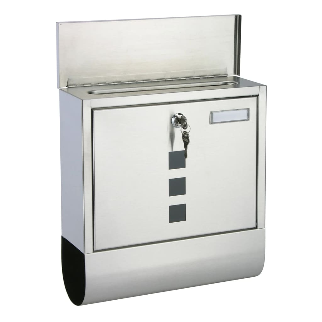 HI Cassetta Lettere con Portagiornali 30,5x9,6x33,5 cm Acciaio Inox