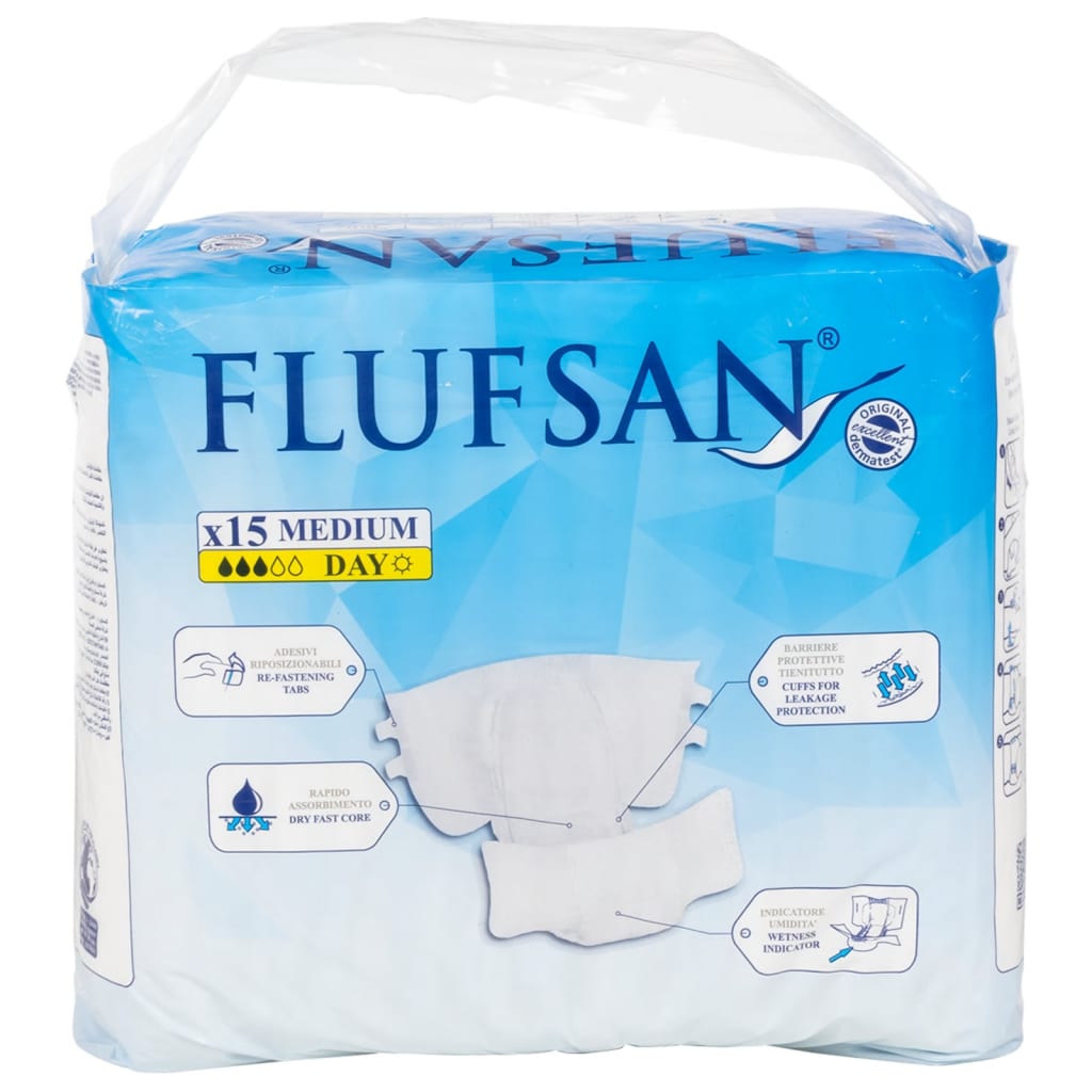 Flufsan Pannoloni per Adulti Usa e Getta 15 pz Taglia M