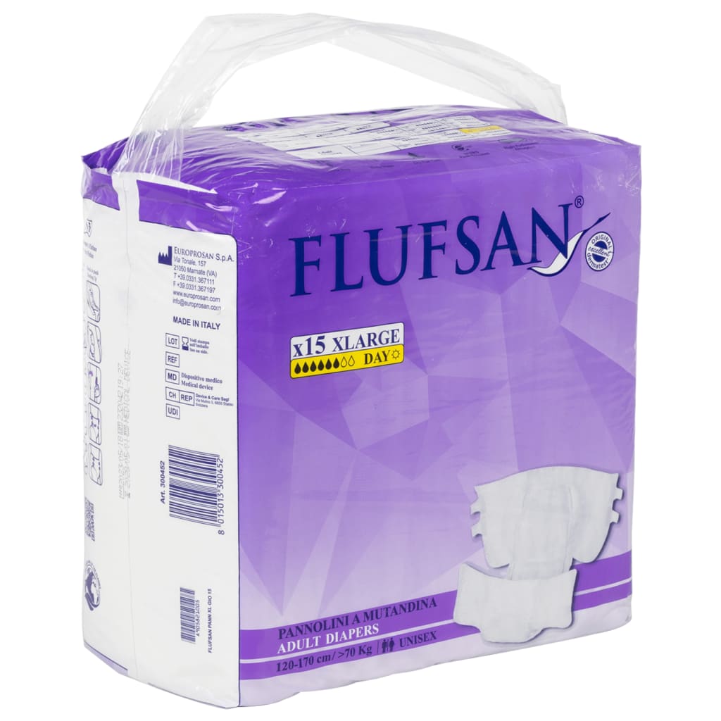 Flufsan Pannoloni per Adulti Usa e Getta 15 pz Taglia XL