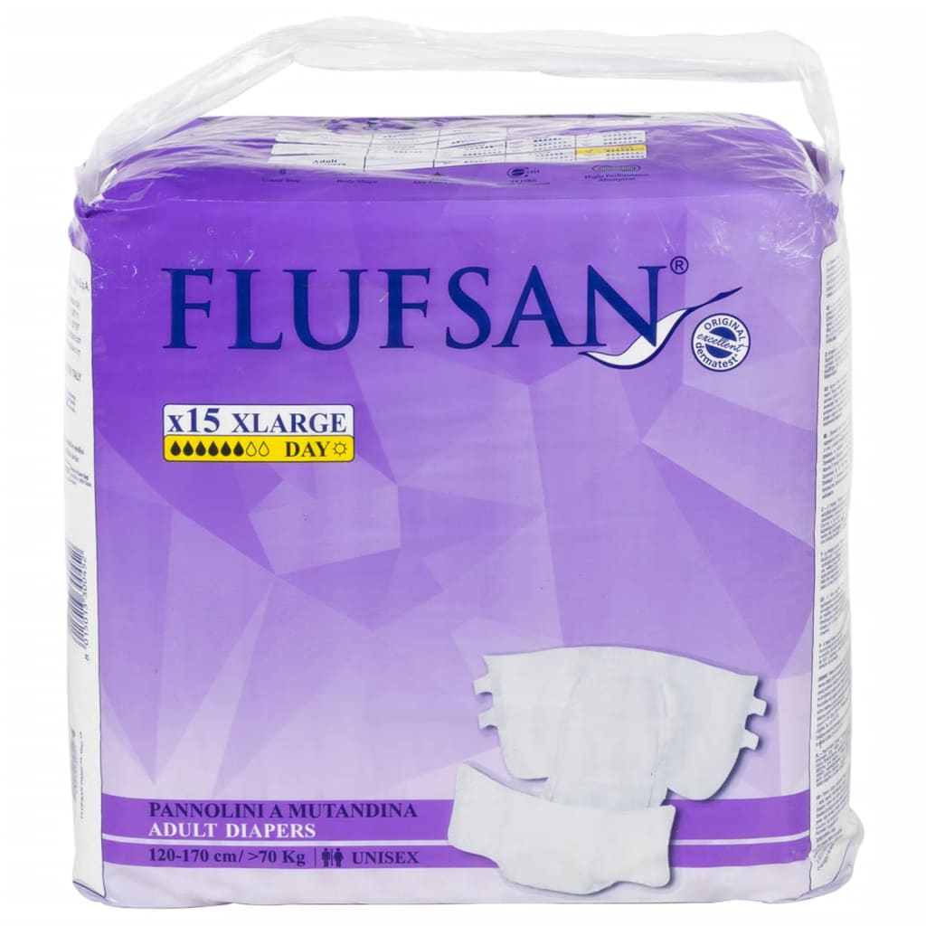 Flufsan Pannoloni per Adulti Usa e Getta 15 pz Taglia XL