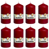 Bolsius Candele Moccoli 8 pz 130x68 mm Rosso Vino