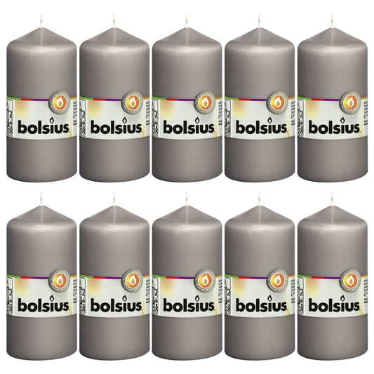 Bolsius Candele Moccoli 10 pz 120x58 mm Grigio Caldo