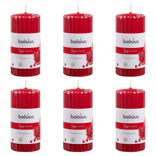 Bolsius Candele Profumate Rigate 6 pz 120x58 mm Melograno