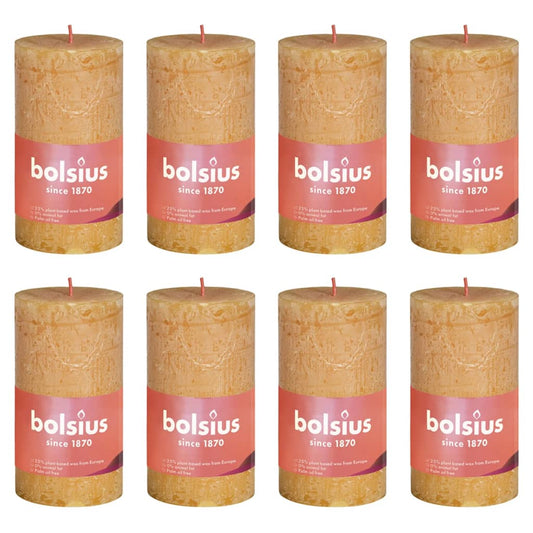 Bolsius Candele Rustiche a Colonna Shine 8 pz 100x50 mm Giallo Favo