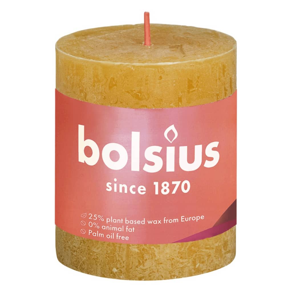 Bolsius Candele Rustiche Colonna Shine 4 pz 80x68 mm Giallo Favo