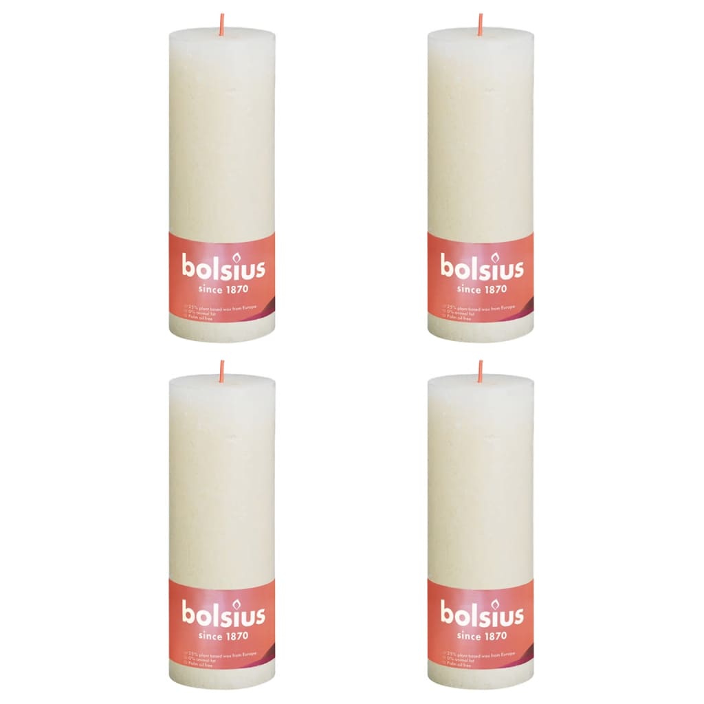 Bolsius Candele Rustiche a Colonna Shine 4 pz 190x68 mm Perla Delicato