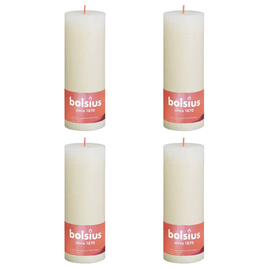 Bolsius Candele Rustiche a Colonna Shine 4 pz 190x68 mm Perla Delicato