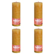 Bolsius Candele Rustiche Colonna Shine 4 pz 190x68 mm Giallo Favo