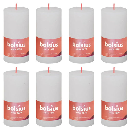 Bolsius Candele Rustiche a Colonna Shine 8 pz 100x50 mm Bianco Nuvola