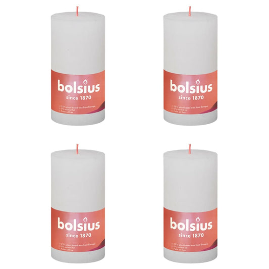 Bolsius Candele Rustiche a Colonna Shine 4 pz 130x68 mm Bianco Nuvola