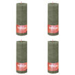 Bolsius Candele Rustiche a Colonna 4 pz 130x68 mm Verde Oliva