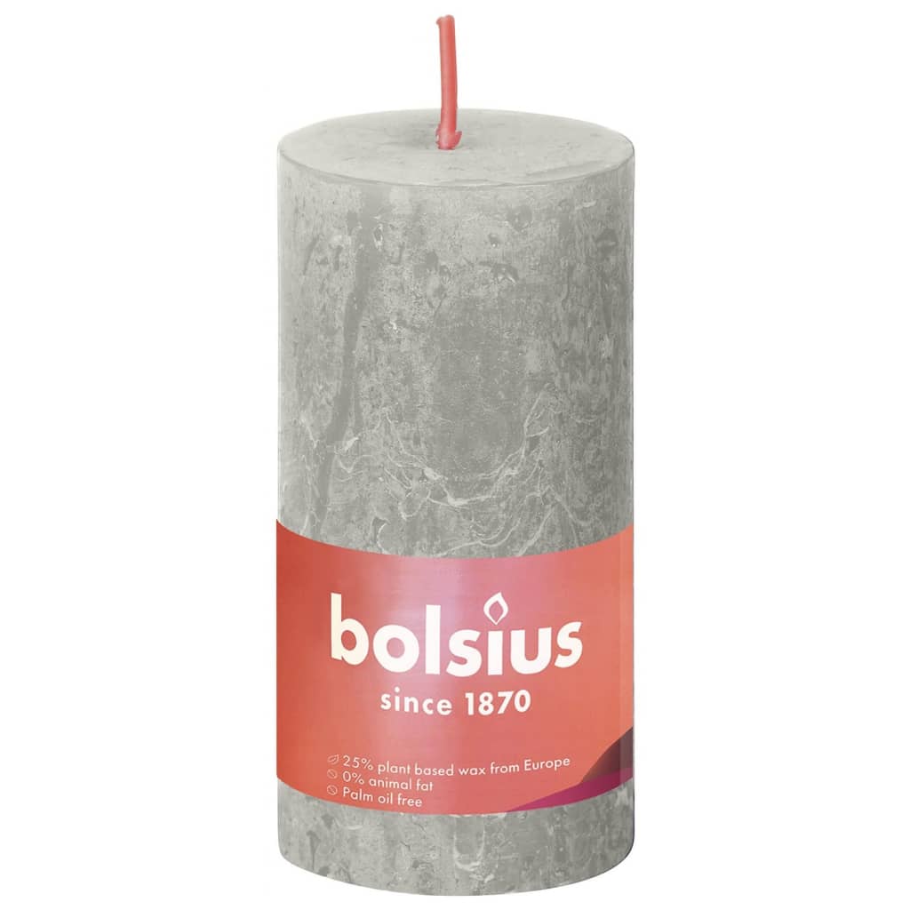 Bolsius Candele Rustiche a Colonna Shine 8 pz 100x50 mm Grigio Sabbia