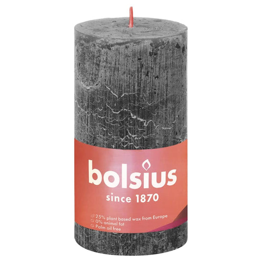 Bolsius Candele Rustiche Colonna Shine 4 pz 130x68 mm Grigio Tempesta