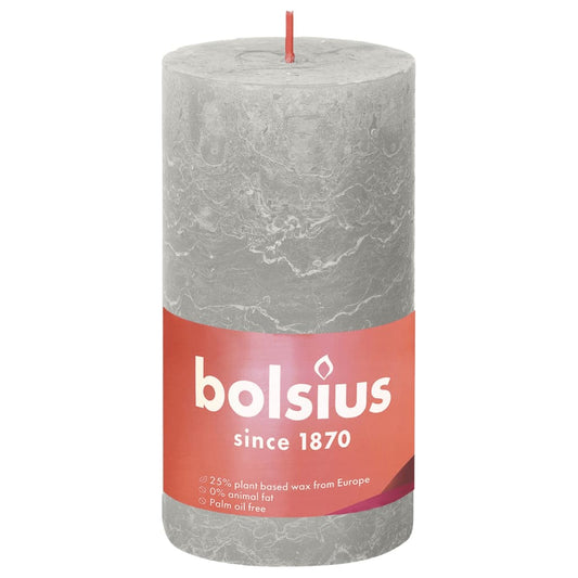 Bolsius Candele Rustiche Colonna Shine 4 pz 130x68 mm Grigio Sabbia