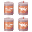 Bolsius Candele Rustiche a Colonna Shine 4 pz 80x68 mm Rosa Cenere