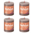 Bolsius Candele Rustiche a Colonna Shine 4 pz 80x68 mm Rosa Nebbia