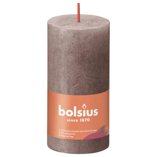 Bolsius Candele Rustiche a Colonna Shine 8 pz 100x50mm Tortora Rustico