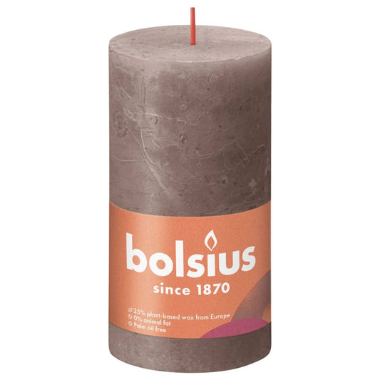 Bolsius Candele Rustiche a Colonna Shine 4 pz 130x68mm Tortora Rustico