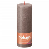 Bolsius Candele Rustiche a Colonna Shine 4 pz 190x68mm Tortora Rustico