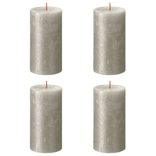 Bolsius Candele Pilastro Rustiche Shimmer 4 pz 130x68 mm Champagne