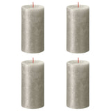 Bolsius Candele Pilastro Rustiche Shimmer 4 pz 130x68 mm Champagne