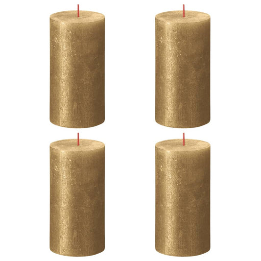 Bolsius Candele Pilastro Rustiche Shimmer 4 pz 130x68 mm Oro