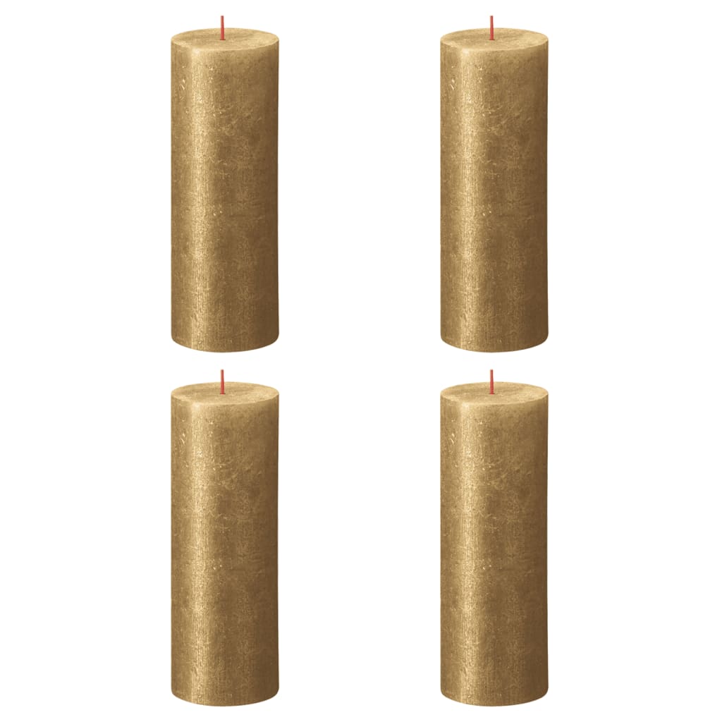 Bolsius Candele Pilastro Rustiche Shimmer 4 pz 190x68 mm Oro