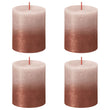 Bolsius Candele Pilastro Rustiche Sunset 4 pz 80x68 mm Rosa e Ambra