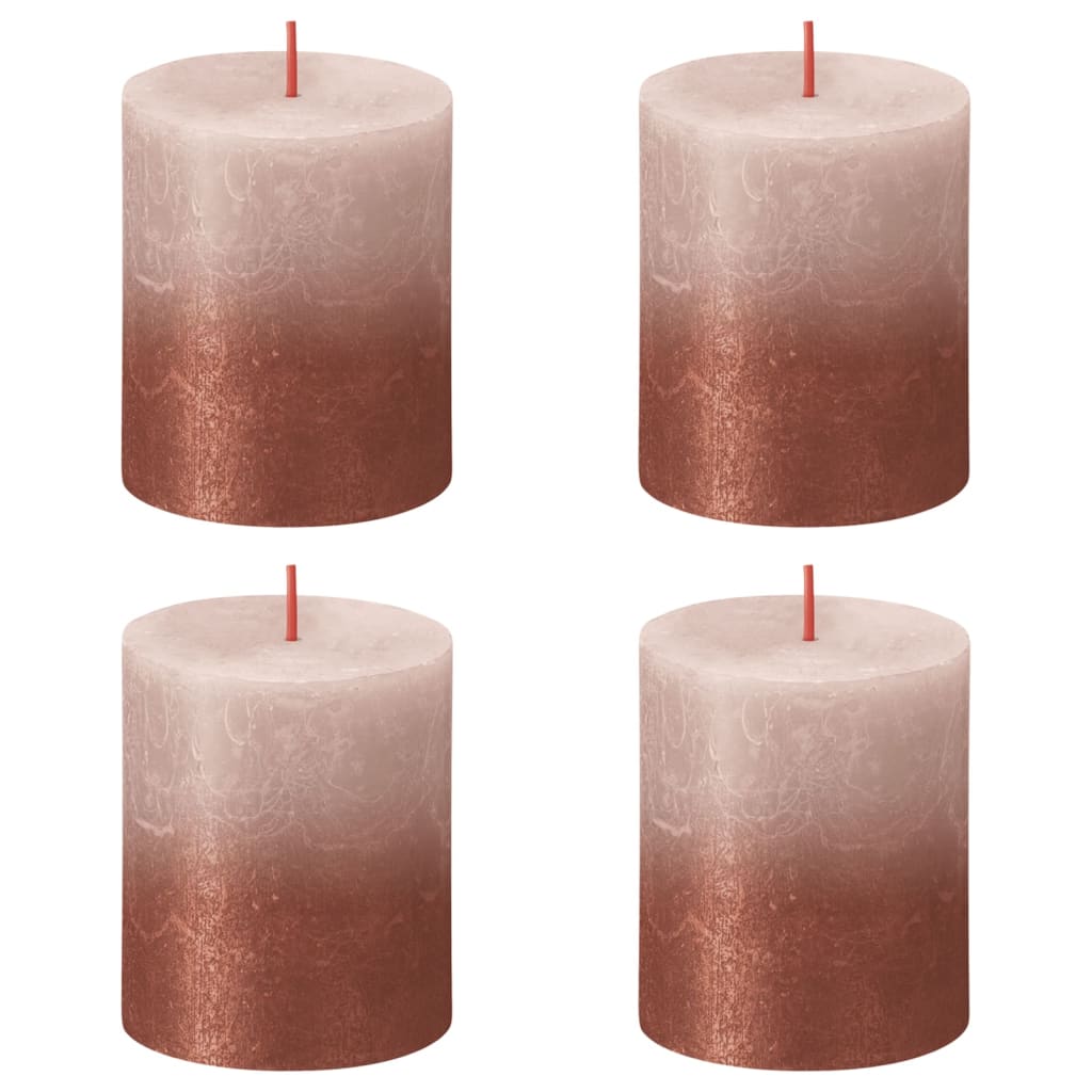 Bolsius Candele Pilastro Rustiche Sunset 4 pz 80x68 mm Rosa e Ambra