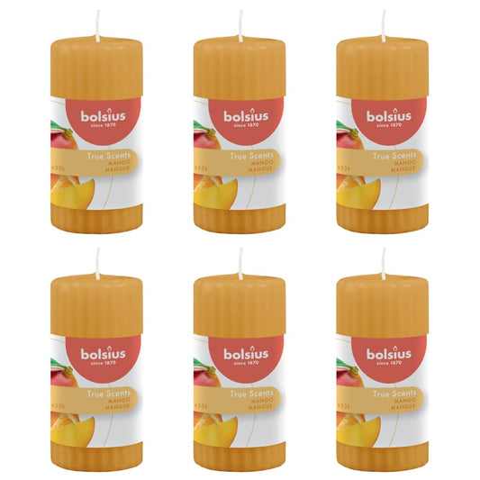 Bolsius Candele Profumate Rigate Pilastro 6 pz 120x58 mm Mango