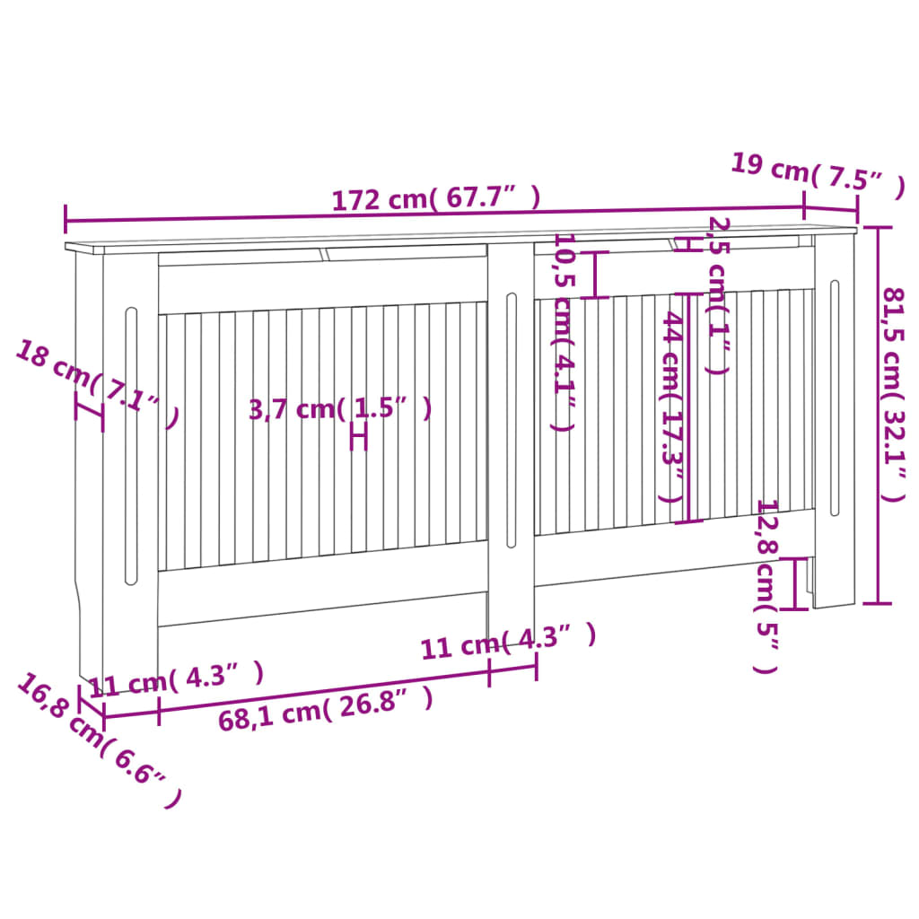 Copertura per Radiatore Bianca MDF 172 cm