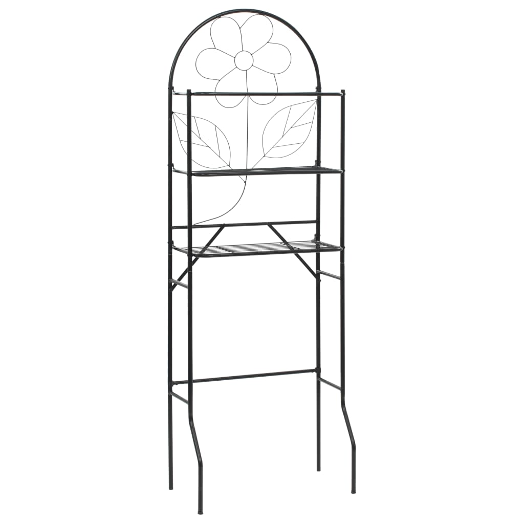 Scaffale da Bagno Nero 60x33x174 cm