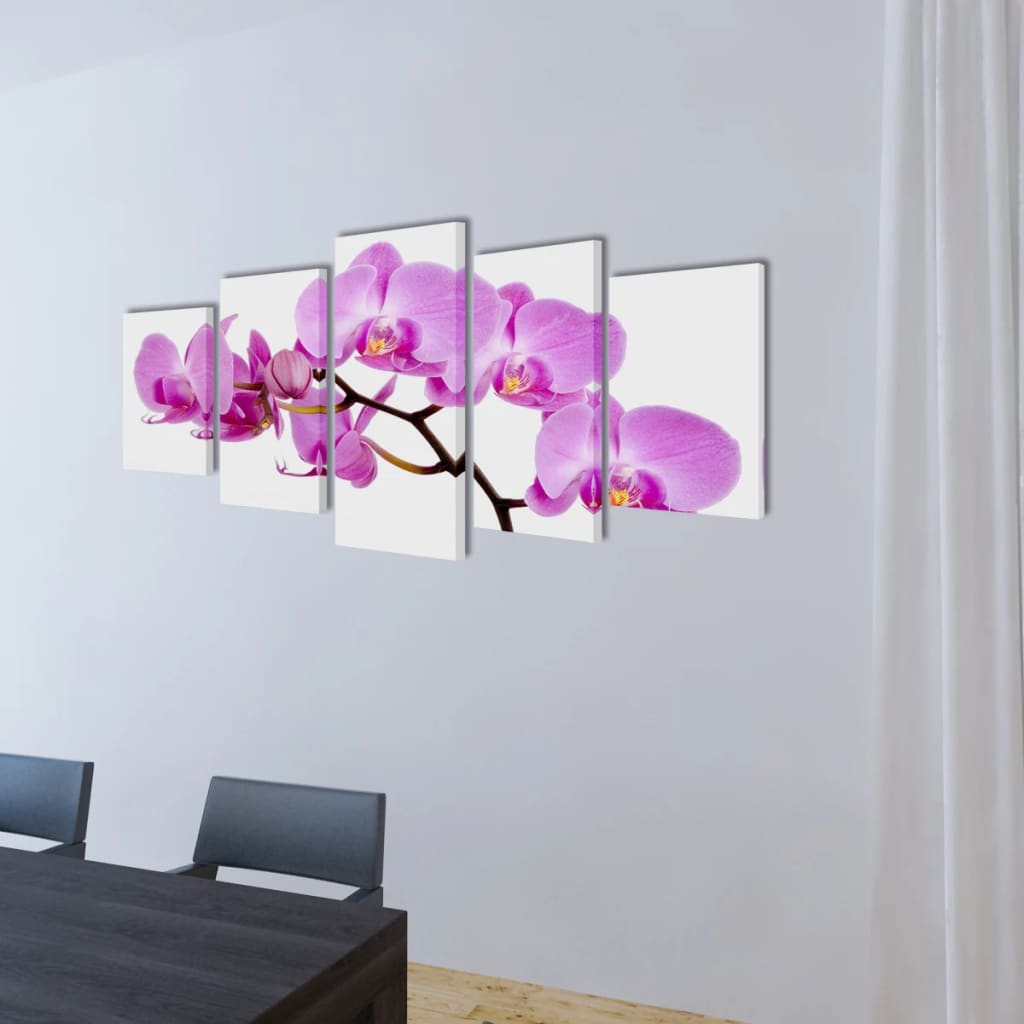 5 pz Set Stampa su Tela da Muro Orchidèa 200 x 100 cm