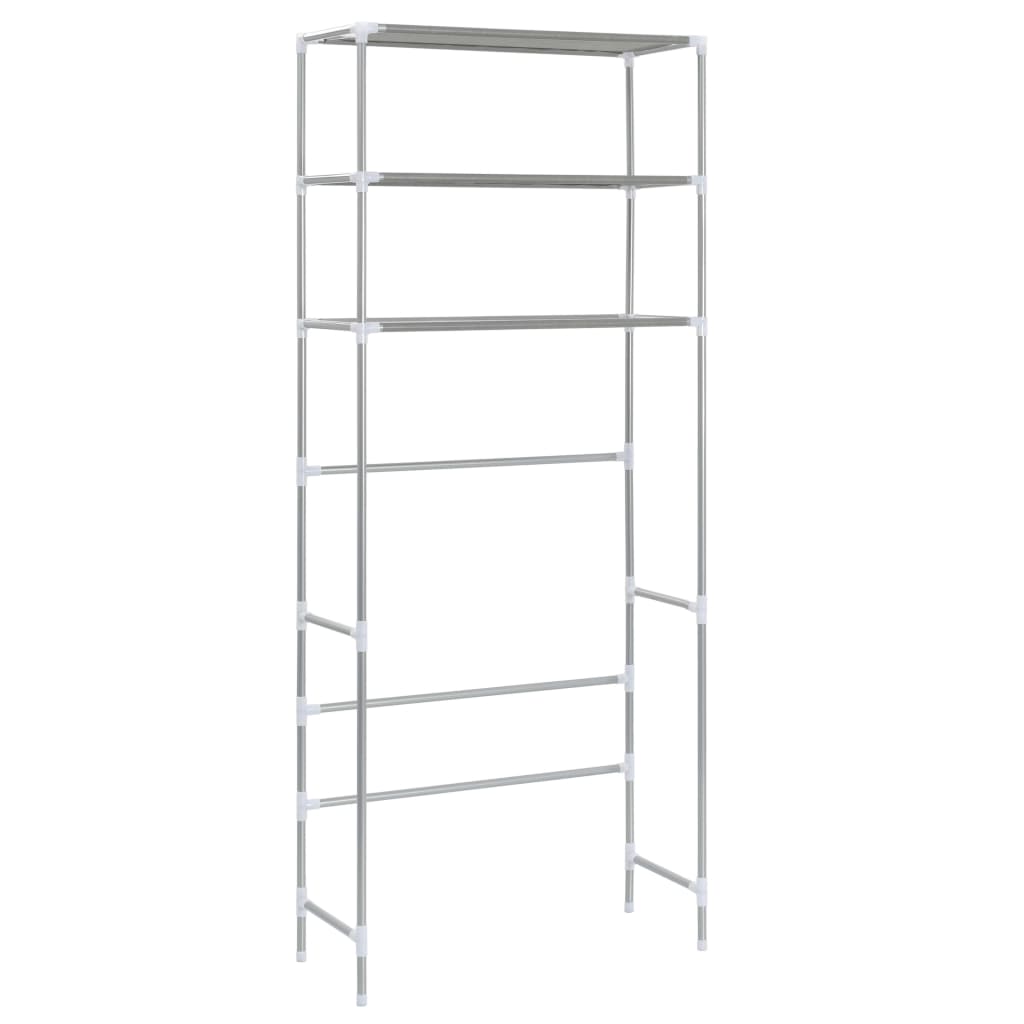 Scaffale per Lavatrice con 3 Ripiani Argento 69x28x169 cm