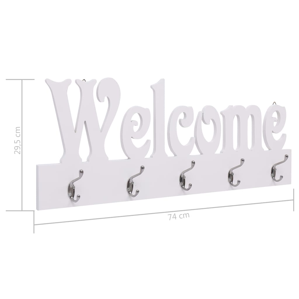 Appendiabiti a Muro WELCOME Bianco 74x29-5 cm