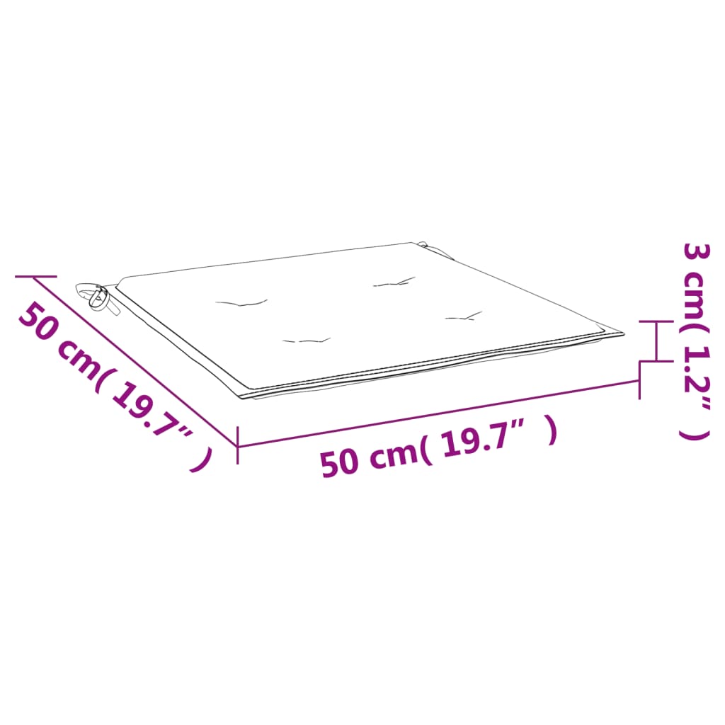 vidaXL Cuscini per Sedia 2 pz Crema 50x50x3 cm in Tessuto Oxford