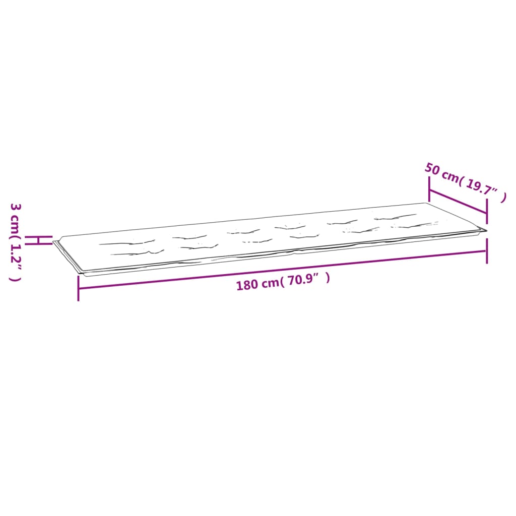 vidaXL Cuscino per Panca Tortora 180x50x3 cm in Tessuto Oxford