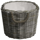 Cesta per Legna con Maniglie 60x40x28 cm Grigia in Salice