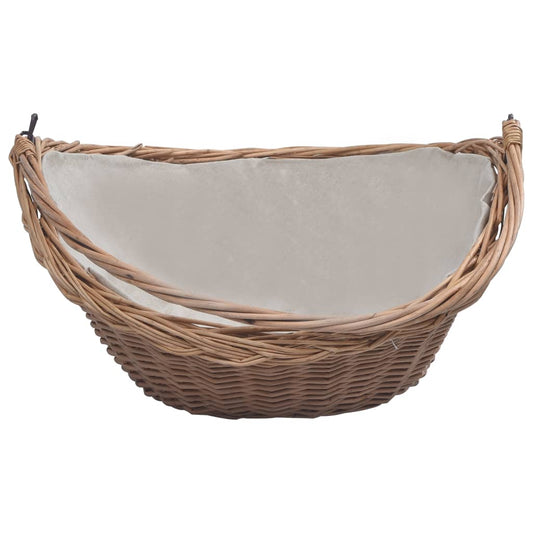 Cesta Legna da Ardere con Manico 57x46-5x52cm Marrone in Salice