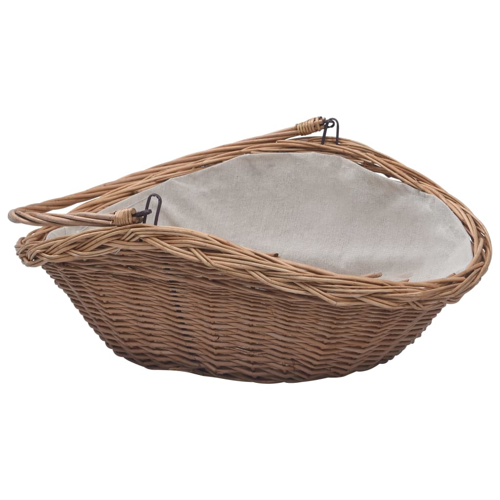 Cesta Legna da Ardere con Manico 57x46-5x52cm Marrone in Salice