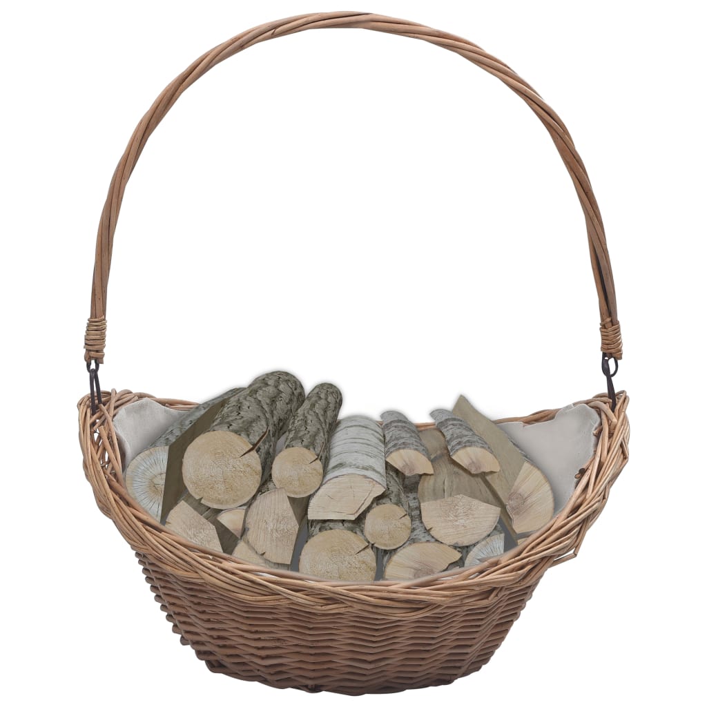 Cesta Legna da Ardere con Manico 57x46-5x52cm Marrone in Salice