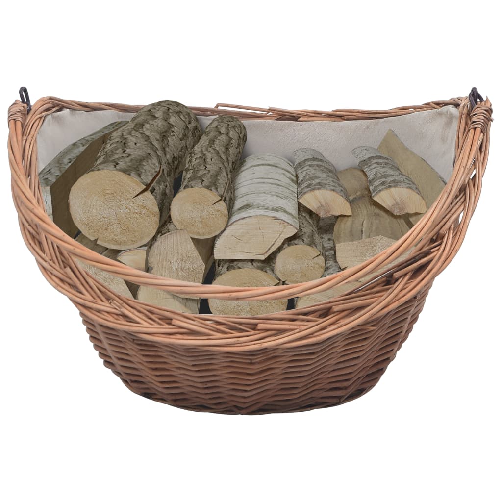 Cesta Legna da Ardere con Manico 60x44x55 cm Naturale in Salice