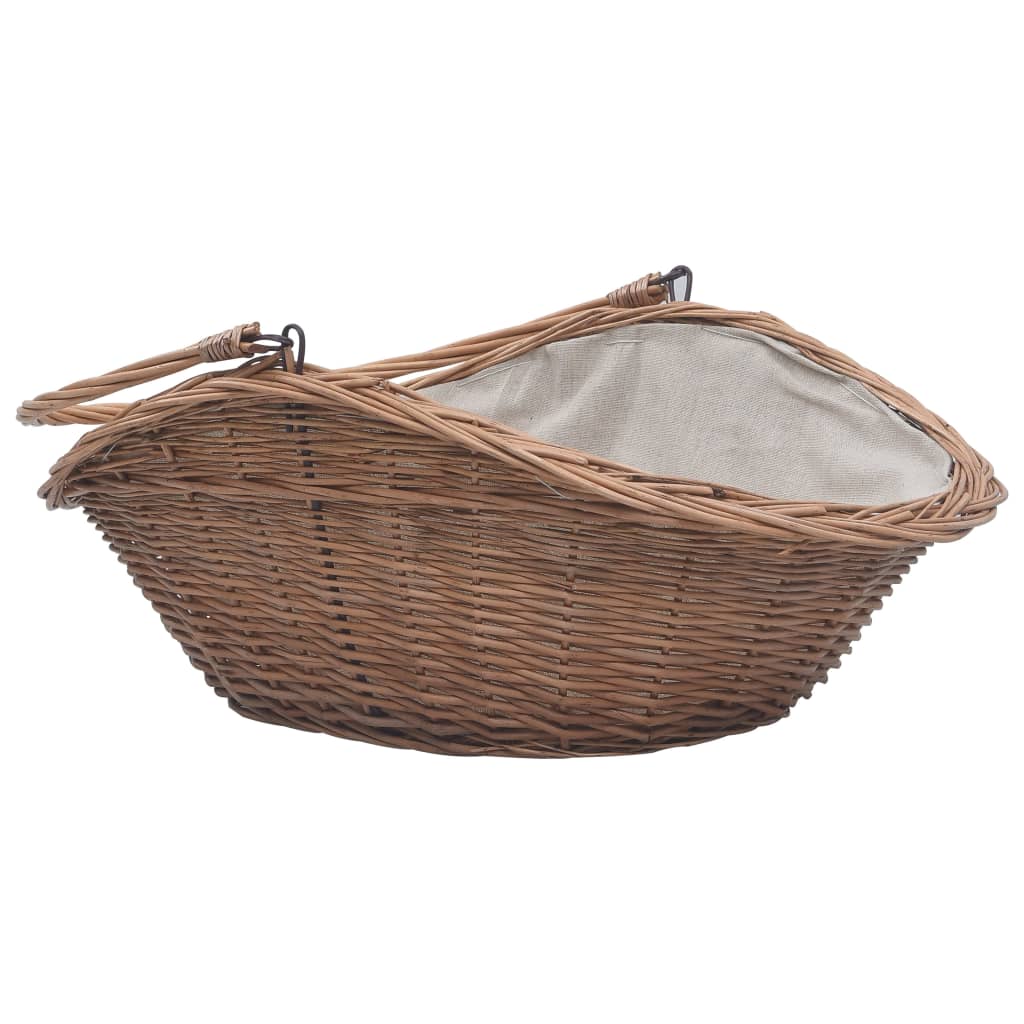 Cesta Legna da Ardere con Manico 60x44x55 cm Naturale in Salice