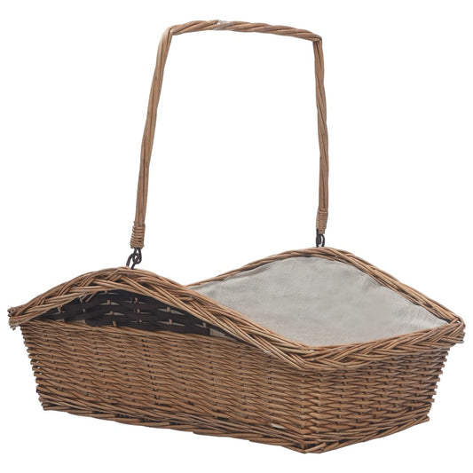 Cesta Legna da Ardere con Manico 61-5x46-5x58cm Marrone Salice